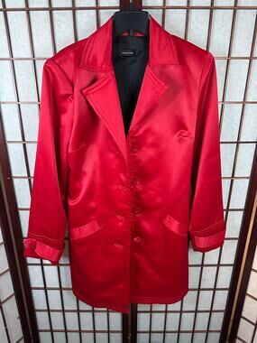 vintage Spense satin/shiny red coat for holiday/new years eve size medium